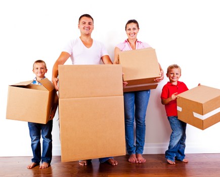 Removal van and moving boxes for a house move in Hounslow